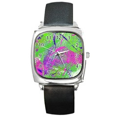 Ink Splash 03 Square Metal Watch by jumpercat