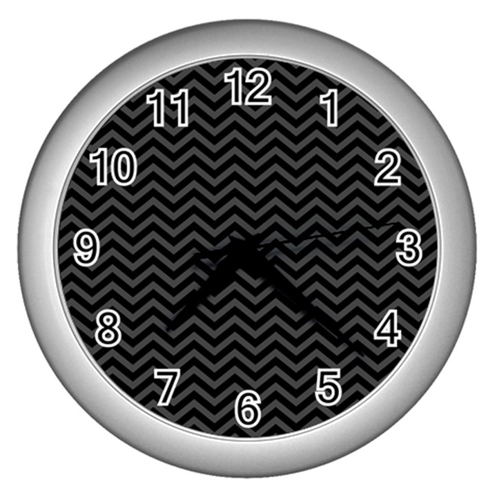 Dark Chevron Wall Clocks (Silver) 