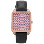 Navy Chevron Rose Gold Leather Watch  Front