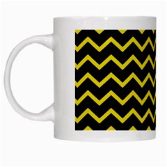 Yellow Chevron White Mugs