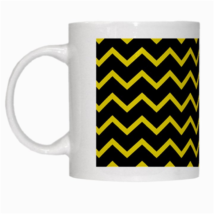 Yellow Chevron White Mugs