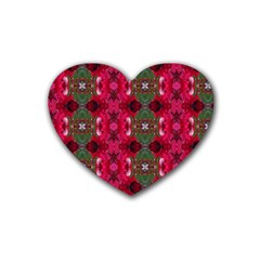 Christmas Colors Wrapping Paper Design Heart Coaster (4 Pack)  by Fractalsandkaleidoscopes