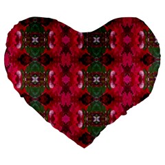 Christmas Colors Wrapping Paper Design Large 19  Premium Heart Shape Cushions by Fractalsandkaleidoscopes