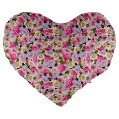 Gardenia Sweet Large 19  Premium Flano Heart Shape Cushions by jumpercat