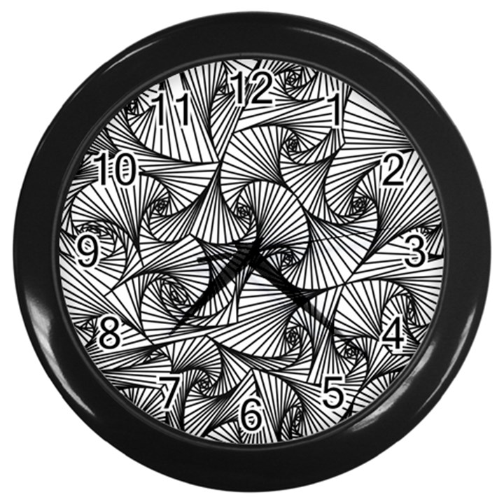 Fractal Sketch Light Wall Clocks (Black)