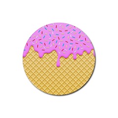 Strawberry Ice Cream Rubber Coaster (round)  by jumpercat