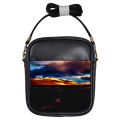 India Sunset Sky Clouds Mountains Girls Sling Bags by BangZart