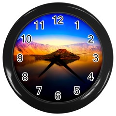 Crater Lake Oregon Mountains Wall Clocks (black) by BangZart