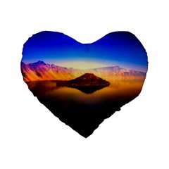 Crater Lake Oregon Mountains Standard 16  Premium Heart Shape Cushions by BangZart