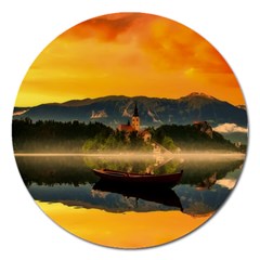 Bled Slovenia Sunrise Fog Mist Magnet 5  (round) by BangZart