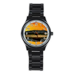 Bled Slovenia Sunrise Fog Mist Stainless Steel Round Watch by BangZart