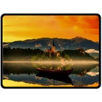 Bled Slovenia Sunrise Fog Mist Double Sided Fleece Blanket (Large)  80 x60  Blanket Front