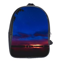 Canada Lake Night Evening Stars School Bag (large) by BangZart