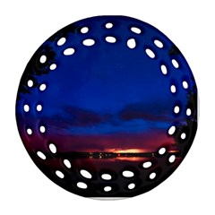 Canada Lake Night Evening Stars Round Filigree Ornament (two Sides) by BangZart
