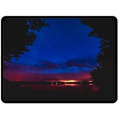 Canada Lake Night Evening Stars Double Sided Fleece Blanket (large) 