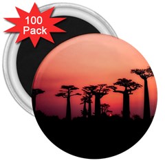 Baobabs Trees Silhouette Landscape 3  Magnets (100 Pack) by BangZart