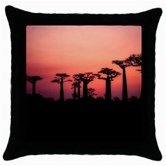 Baobabs Trees Silhouette Landscape Throw Pillow Case (black) by BangZart