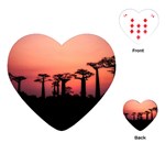 Baobabs Trees Silhouette Landscape Playing Cards (Heart)  Front