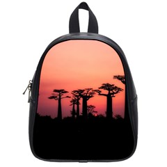 Baobabs Trees Silhouette Landscape School Bag (small) by BangZart