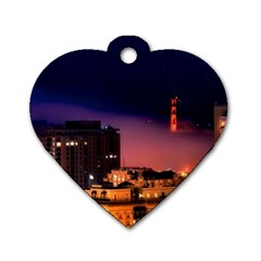 San Francisco Night Evening Lights Dog Tag Heart (One Side)