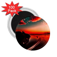 Sunset Dusk Boat Sea Ocean Water 2 25  Magnets (100 Pack)  by BangZart