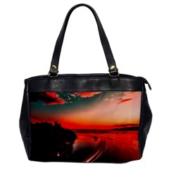 Sunset Dusk Boat Sea Ocean Water Office Handbags by BangZart