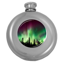 Aurora Borealis Northern Lights Round Hip Flask (5 oz)