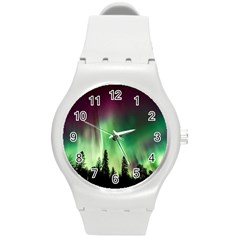 Aurora Borealis Northern Lights Round Plastic Sport Watch (M)