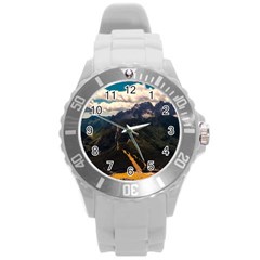 Italy Valley Canyon Mountains Sky Round Plastic Sport Watch (l) by BangZart