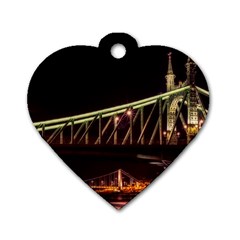 Budapest Hungary Liberty Bridge Dog Tag Heart (two Sides) by BangZart