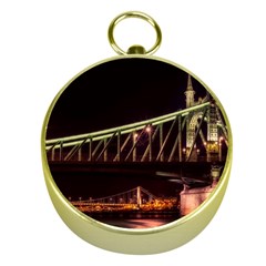 Budapest Hungary Liberty Bridge Gold Compasses