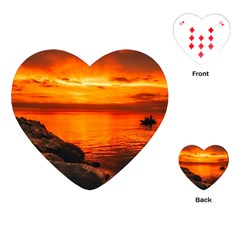 Alabama Sunset Dusk Boat Fishing Playing Cards (heart)  by BangZart