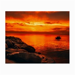 Alabama Sunset Dusk Boat Fishing Small Glasses Cloth (2-side) by BangZart