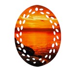 Alabama Sunset Dusk Boat Fishing Oval Filigree Ornament (Two Sides) Front