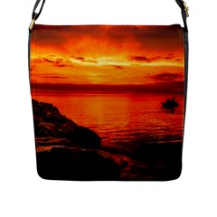 Alabama Sunset Dusk Boat Fishing Flap Messenger Bag (l) 