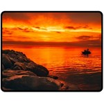 Alabama Sunset Dusk Boat Fishing Double Sided Fleece Blanket (Medium)  58.8 x47.4  Blanket Back