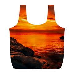 Alabama Sunset Dusk Boat Fishing Full Print Recycle Bags (l) 