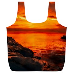 Alabama Sunset Dusk Boat Fishing Full Print Recycle Bags (l) 