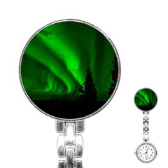 Aurora Borealis Northern Lights Stainless Steel Nurses Watch