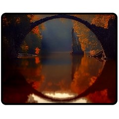 River Water Reflections Autumn Double Sided Fleece Blanket (medium) 