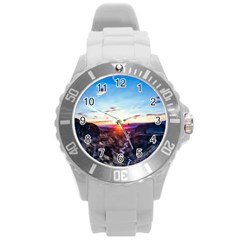 Iceland Landscape Mountains Stream Round Plastic Sport Watch (l)