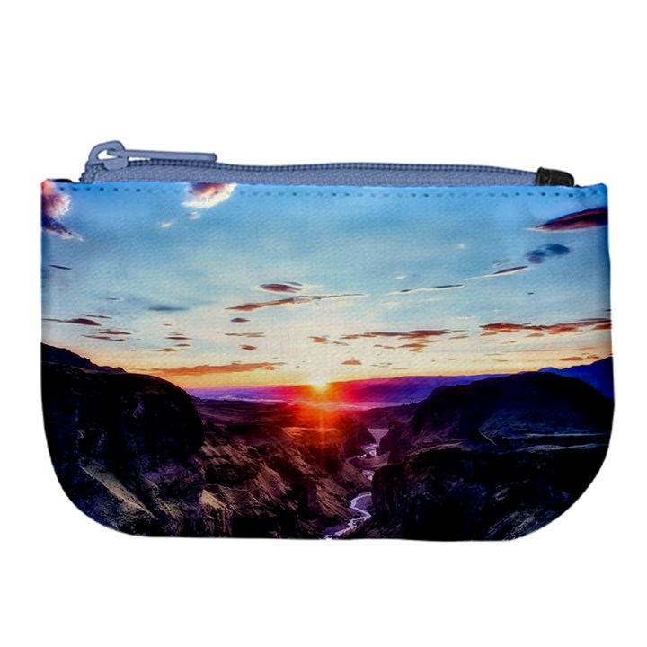Iceland Landscape Mountains Stream Large Coin Purse