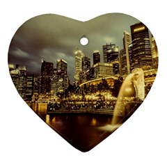 Singapore City Urban Skyline Ornament (Heart)