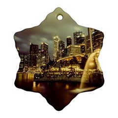 Singapore City Urban Skyline Snowflake Ornament (Two Sides)