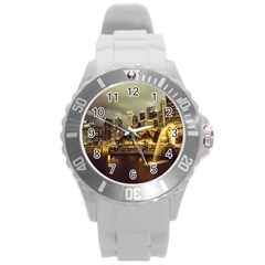 Singapore City Urban Skyline Round Plastic Sport Watch (L)