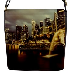 Singapore City Urban Skyline Flap Messenger Bag (S)