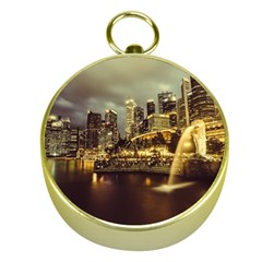 Singapore City Urban Skyline Gold Compasses