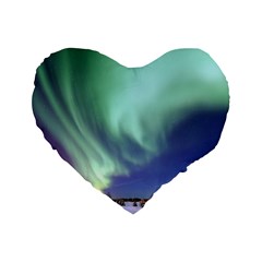 Aurora Borealis Alaska Space Standard 16  Premium Heart Shape Cushions by BangZart