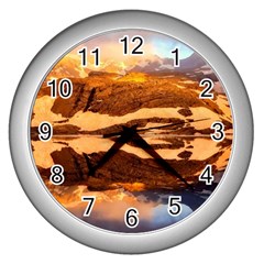 France Snow Winter Sunrise Fog Wall Clocks (silver)  by BangZart