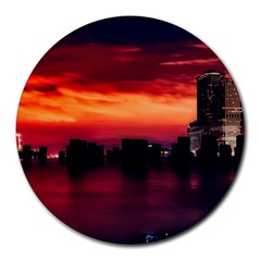 New York City Urban Skyline Harbor Round Mousepads by BangZart